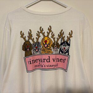 Vineyard Vines Women's Plus L/S Reindeer Pups Logo Box Graphic Tee Shirt Top 2X